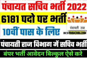10th Pass Sarkari Naukri : पंचायती राज विभाग मे 6181 पंचायत सचिव के पदो पर जोरदार भर्ती जल्द जाने प्रक्रिया