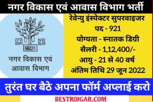 नगर विकास एवं आवास विभाग में निकली भर्ती :रेवेन्यु इंस्पेक्टर सुपरवाइजर समेत कई पदों के लिए आवेदन 30 मई से शरू है देखे योग्यता, आयु, चयन प्रक्रिया