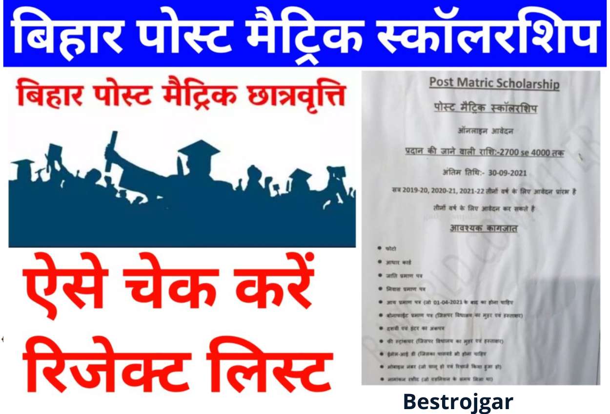 Bihar Post Matric Scholarship 2022 Rejected List