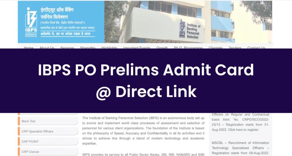 IBPS PO Prelims Admit Card