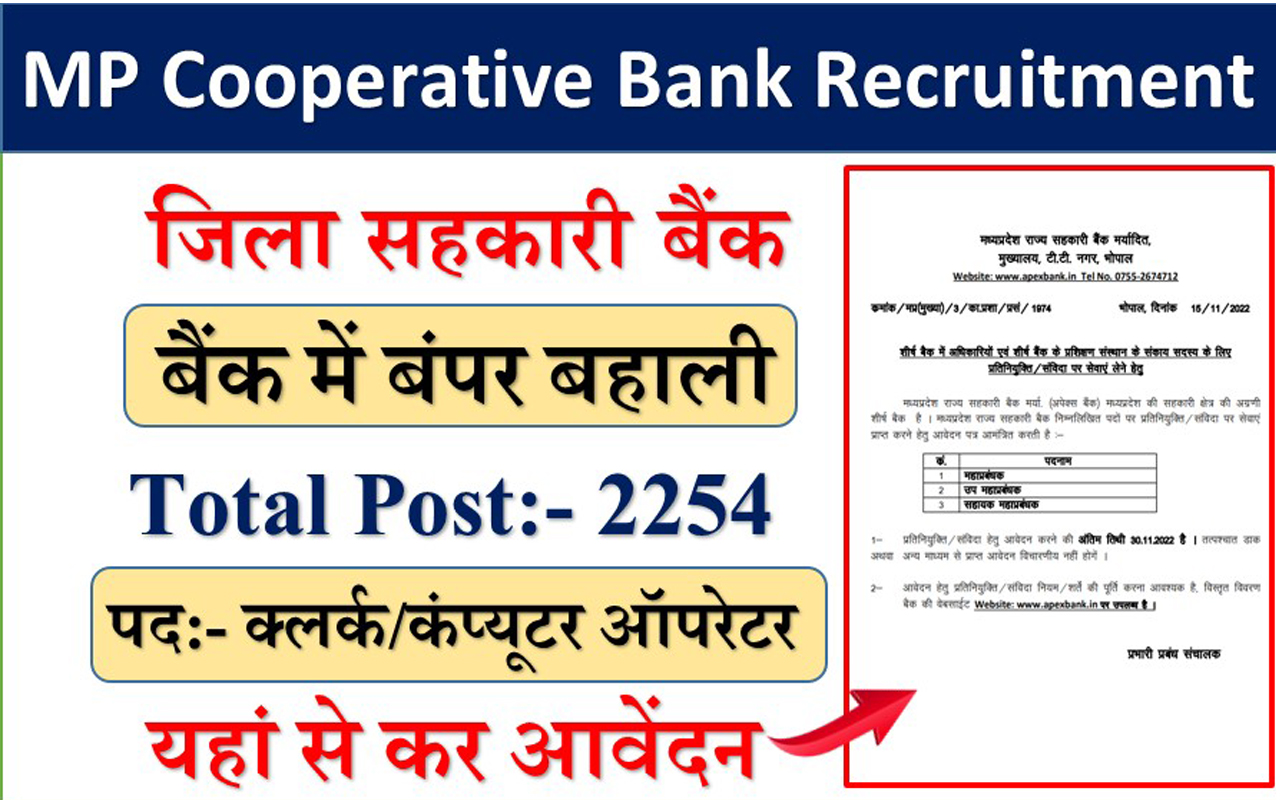 Mp Cooperative Bank Recuitment 2022