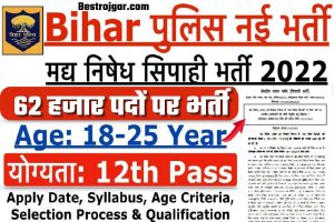 Bihar Police Bumper Recruitment:- बिहार पुलिस में 2023 में 62 हजार पदों पर भर्ती की जाएगी।