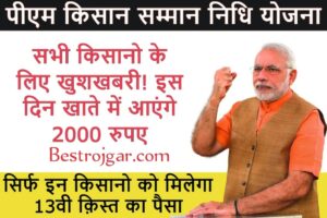 Pm Kisan 13th kist 2023:- सभी किसानों के लिए खुशखबरी! इस दिन खाते में आएंगे 2000 रुपए