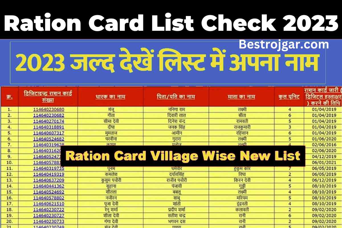 Ration Card list check Name