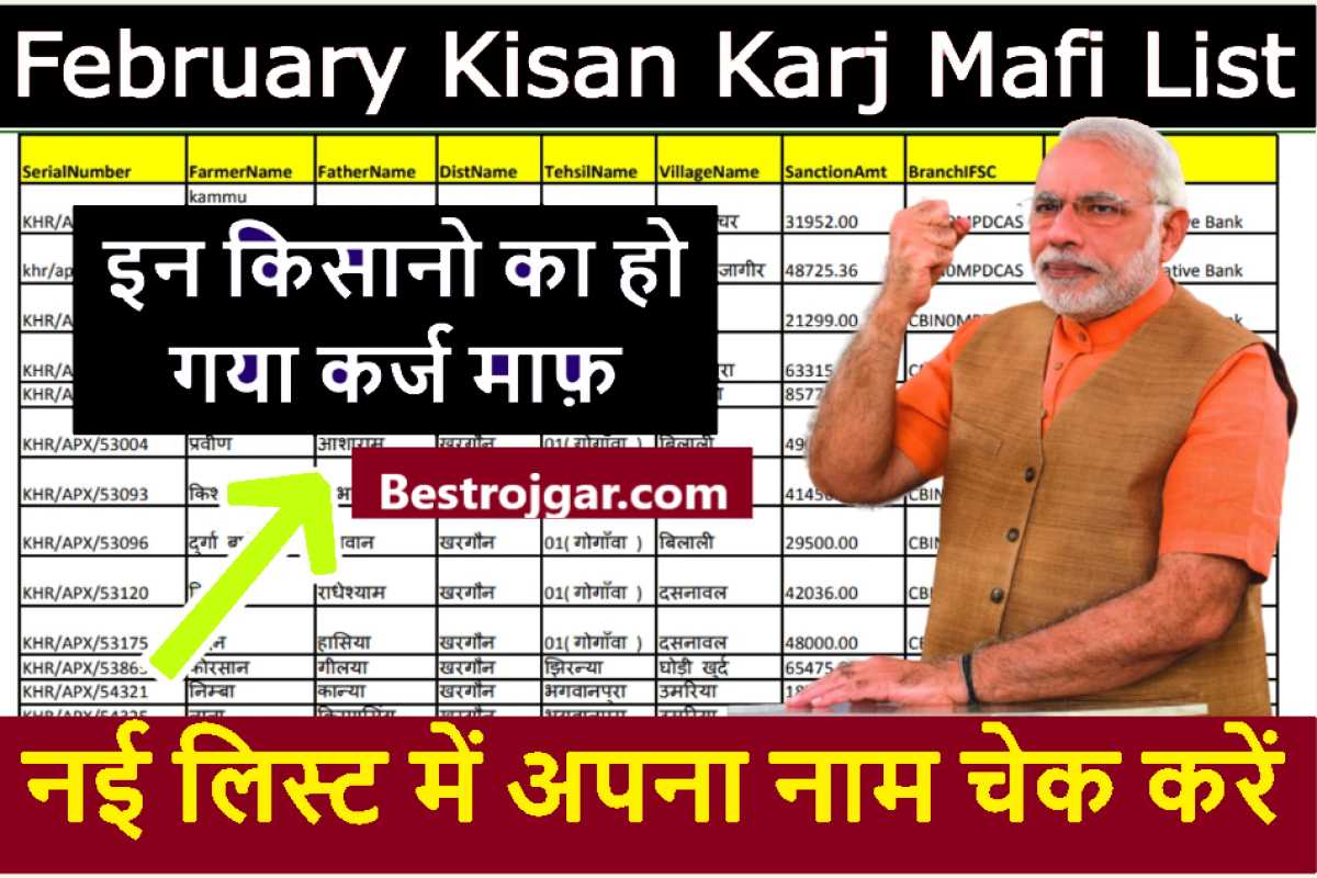 February Kisan Karj Mafi List