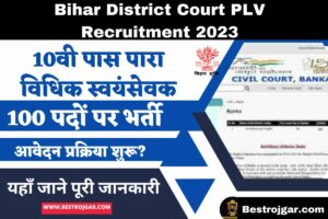 Bihar District Court PLV Recruitment 2023:- 10वी पास पारा विधिक स्वयंसेवक के 100 पदों पर भर्ती के लिए आवेदन प्रक्रिया शुरू?