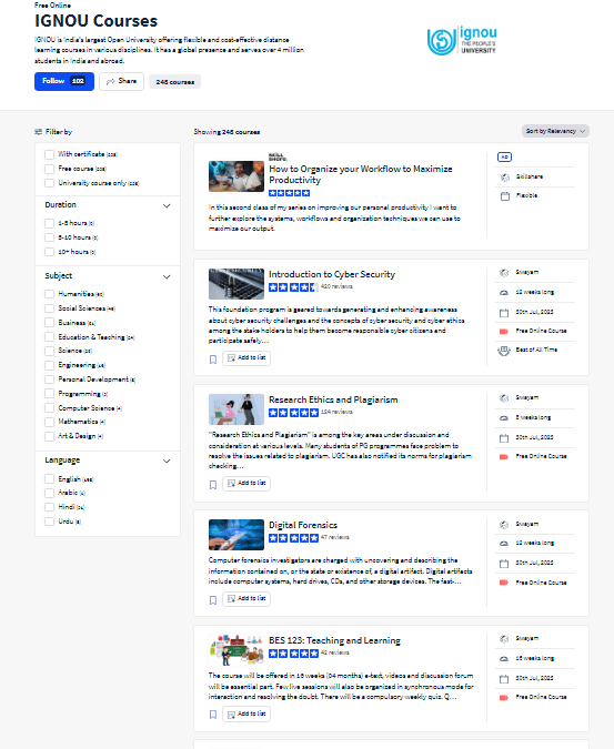 IGNOU Free Online Course With Certificate 2024 : इग्नू दे रहा है मनचाहा कोर्स घर बैठे फ्री मे करने का सुनहरा मौका, जाने कैसे करना होगा रजिस्ट्रैशन 4 59