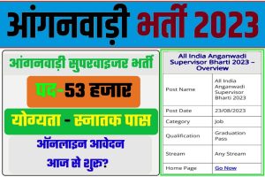 All India Anganwadi Supervisor Bharti 2023 : आंगनबाड़ी के 53000 रिक्त पदों पर ऑनलाइन आवेदन की प्रक्रिया शुरू >Apply Now