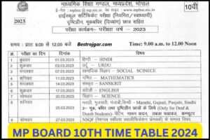 MP Board 10th Time Table 2024