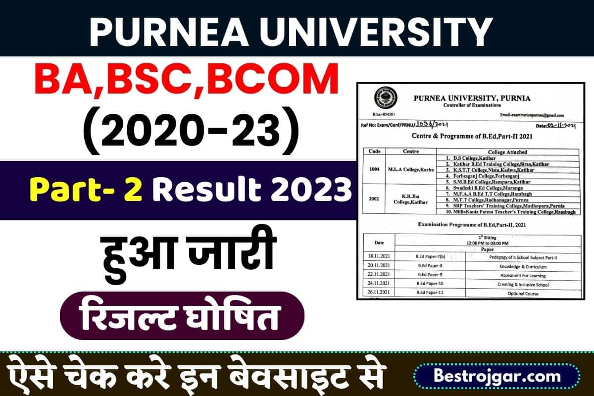 Purnea University Part 2 Result 2023