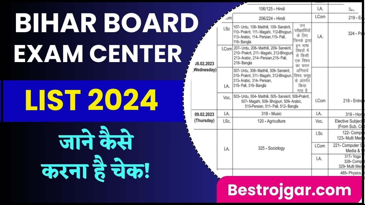 Bihar Board Exam Center List 2024