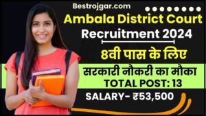 Ambala District Court Recruitment 2024 : 8वीं पास के लिए भी सरकारी नौकरी का मौका जाने पूरी जानकारी हमारे बेवसाइट पर 