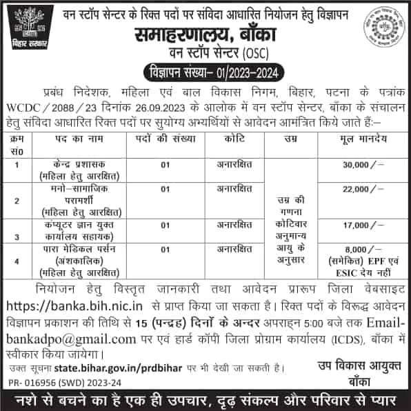 Bihar District Level Vacancy 2024 Banka: बिहार जिला स्तर बहाली 4 अलग-अलग प्रकार के पदों के लिए आवेदन शुरू 3 Bihar District Level Vacancy