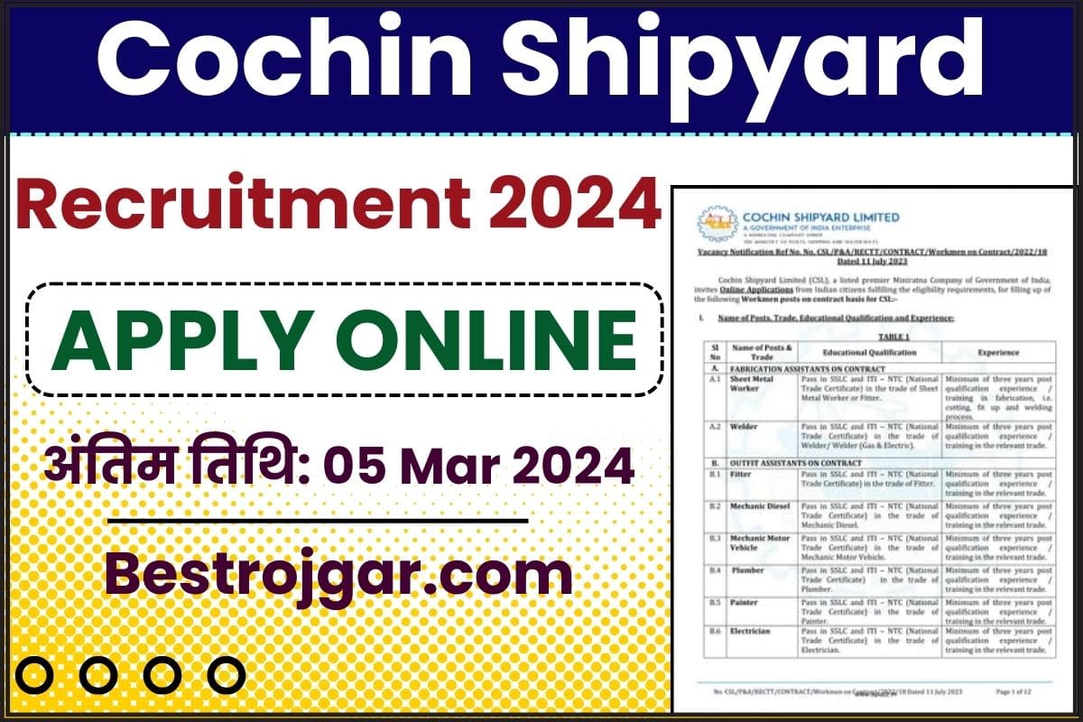 Cochin Shipyard Recruitment 2024
