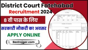 District Court Fatehabad Recruitment 2024: चौकीदार, स्वीपर – 8 वें पास के लिए सरकारी नौकरी का अवसर देखे हमारे वेबसाइट पर पूरी जानकारी 