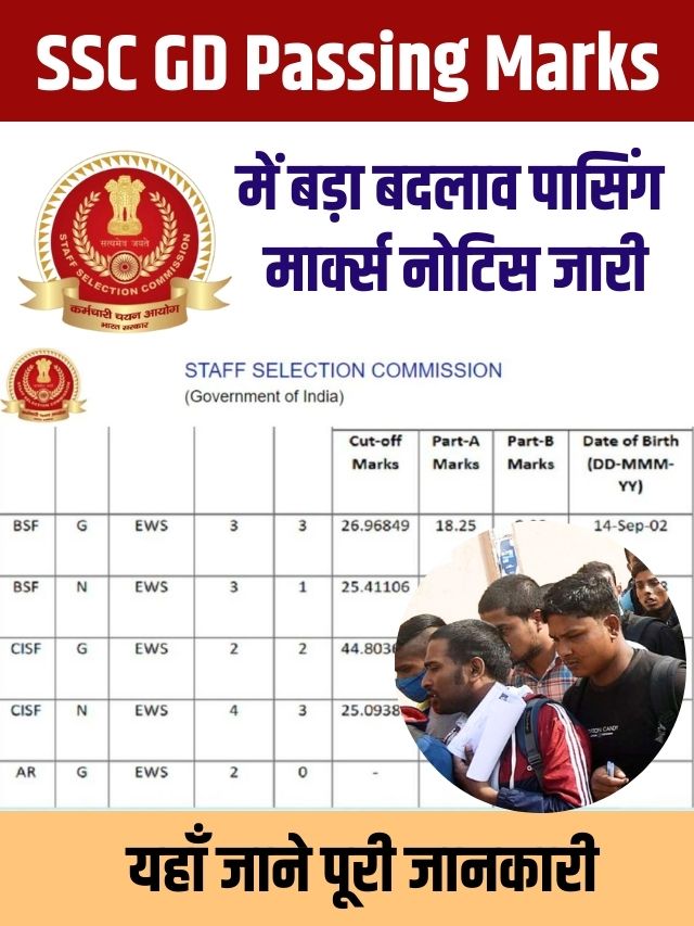 एसएससी जीडी पासिंग मार्क्स में बड़ा बदलाव पासिंग मार्क्स नोटिस जारी
