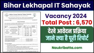 Bihar Lekhpal IT Sahayak Bharti 2024 : बिहार लेखपाल सहायक भर्ती 2024 यहां से करें आवदेन और जाने Full Information
