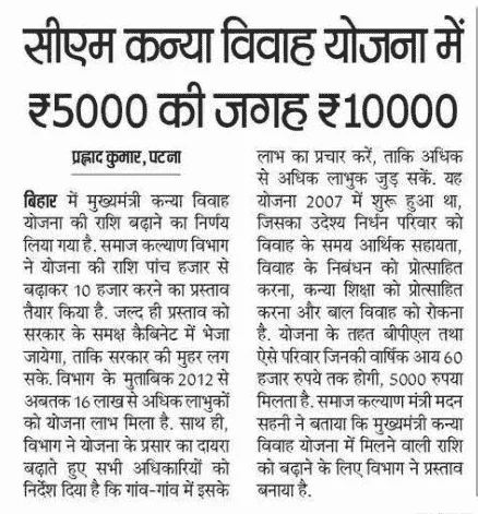 Bihar Mukhyamantri Kanya Vivah Yojana 2025, Form PDF Download – बिहार मुख्यमत्री कन्या विवाह योजना आवेदन 4 Kanya Vivah Yojana 2025