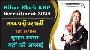 Bihar Block KRP Bharti 2024 : 10वीं पास युवाओं के लिए ब्लॉक में 534 पदों पर सीधी भर्ती जानें यहाँ से Full Information