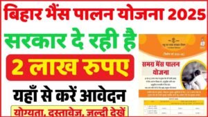Bihar Bhains Palan Yojana 2025: भैंस पालन पर 75% तक की सब्सिडी, बिहार में डेयरी किसानों के लिए सुनहरा अवसर!