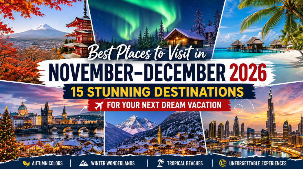 Discover the best places to visit in November and December 2026, from Japan and Finland to New Zealand, Dubai, Maldives, Switzerland and more.