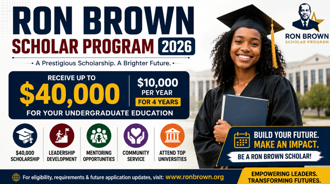 Ron Brown Scholar Program 2026 scholarship opportunity for eligible high school seniors